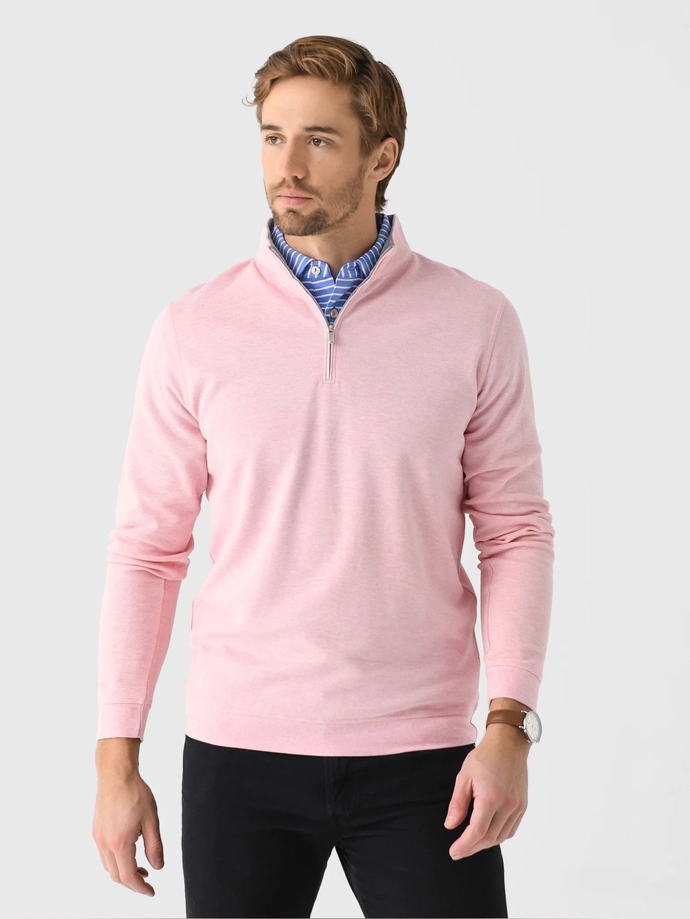 NWT Peter Millar Crown Comfort Palmer Pink Quarter Zip Pullover (Medium)